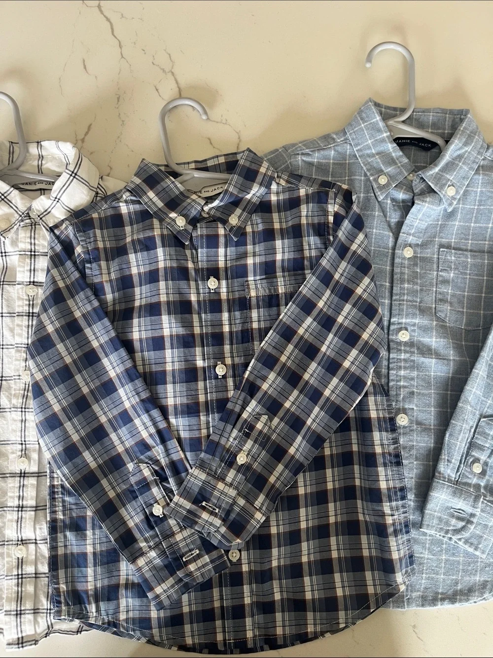 Janie and Jack Navy, Light Blue & White Plaid Button-Down Shirts